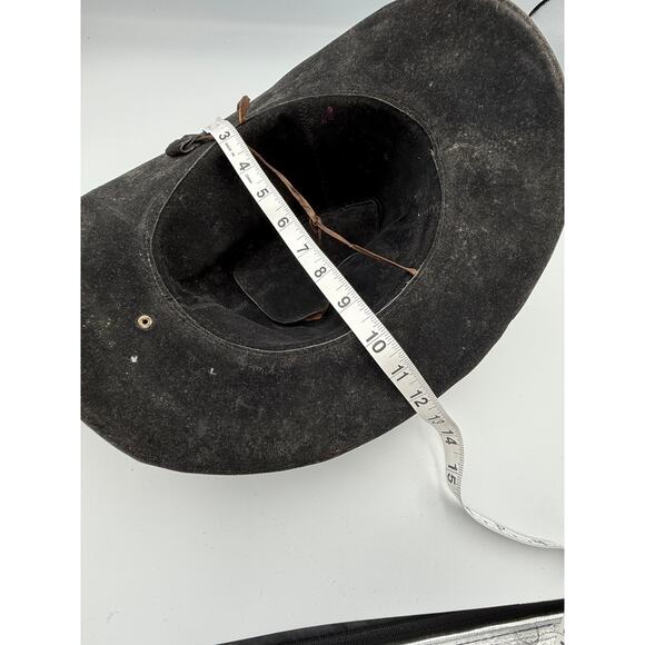 Vintage Leather Cowboy Hat - Hand Tooled Peru Souvenir - Nazca Lines Design - Picture 9 of 9